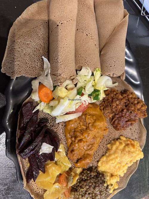 Veggie platter (It’s vegan)  at Fidel Ethiopian Restaurant Antwerp in Vlaanderen