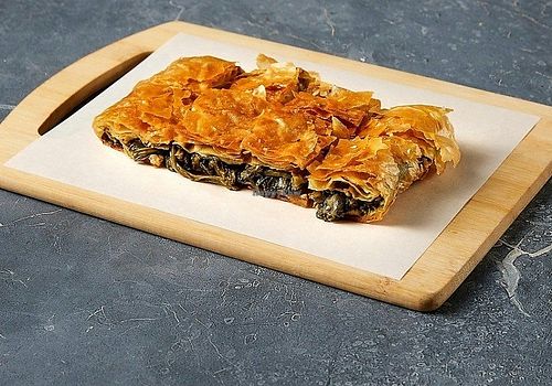 Bougatsa vegan with spinach at Open Lab Μπουγατσοποιείο in Thessaloniki