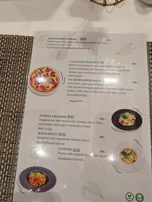 Vegan menu at Blossom Restaurant in Chiang Rai