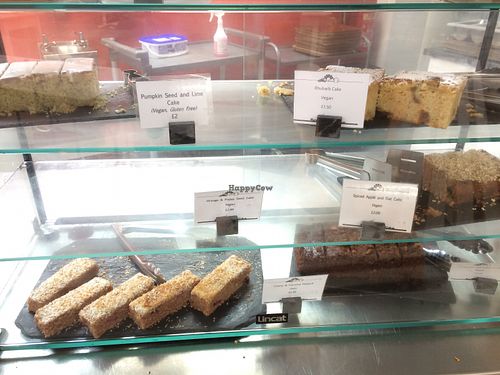 All the cakes they had when I was there were vegan at Centre for Alternative Technology Cafe in Machynlleth