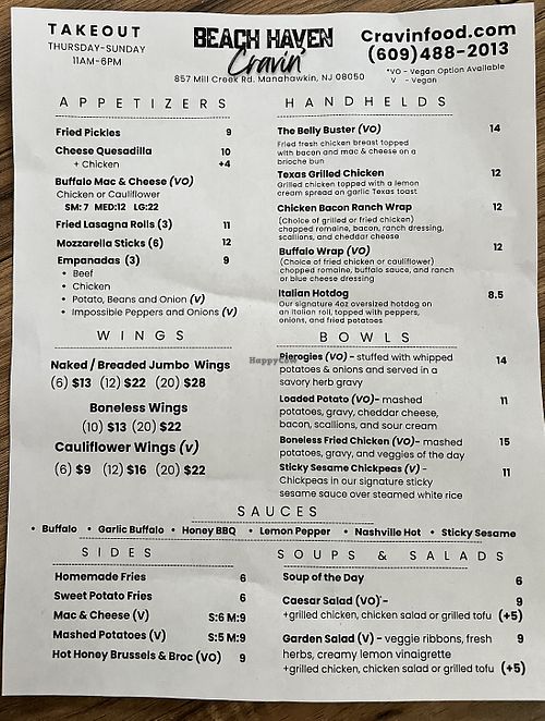 menu   at The Salty Chick in New Jersey