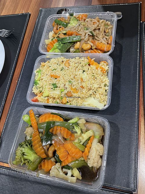 From top to bottom: cashew nut noodle, tropical fried rice, cashew nut stirfry  at Yodthai Restaurant - Toowoomba in Toowoomba Regional