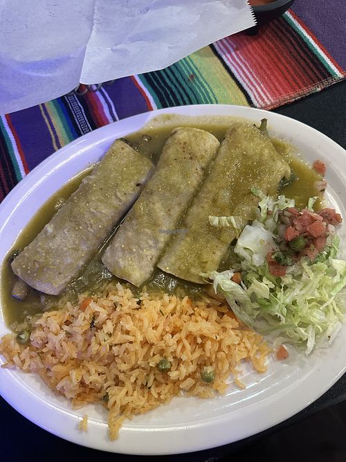 Vegan enchiladas  at Three Amigos Mexican Grill Bar in Wilmington