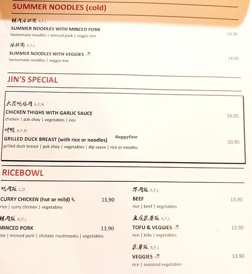 Menu Nov2025 at Jin's Bistro 1140 in Wien