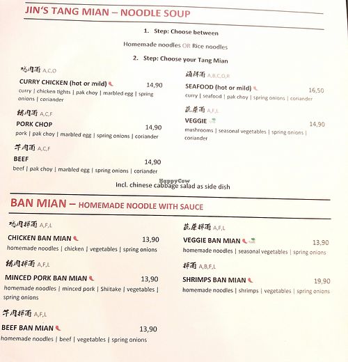 Menu Nov2025 at Jin's Bistro 1140 in Wien