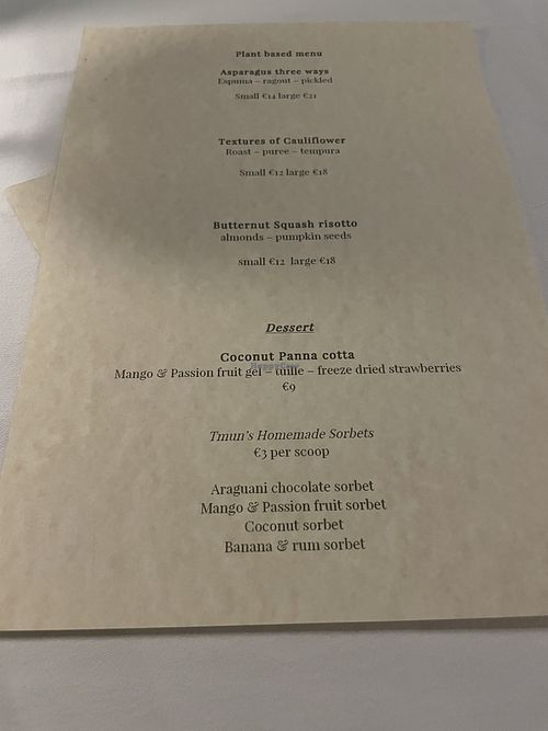 Vegan menu  at Tmun Restaurant (Mgarr Harbour) in Gozo