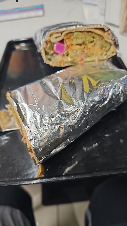 Large falafel and spicy potato wrap 😊 at Urban Falafel in Durham