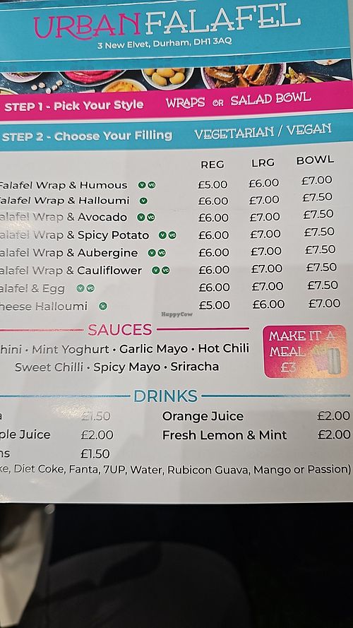 Vegan and Veggie options at Urban Falafel in Durham