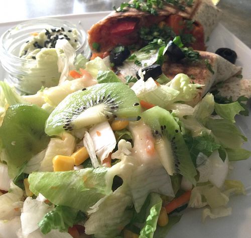 burrito with salad at Vege Miasto in Warsaw