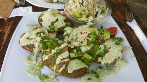 Creamy stuffed potatoes at Vege Miasto in Warsaw