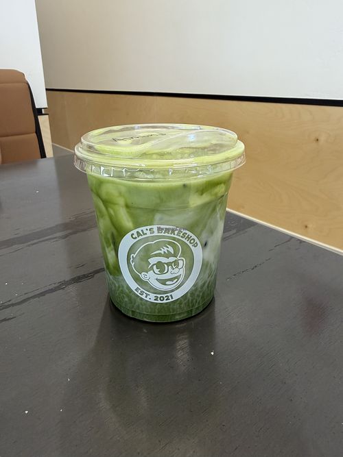 Matcha with almond milkk  at Cal's Bakeshop in Tucson