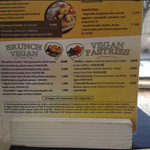 vegan menu at DosTrece in Barcelona