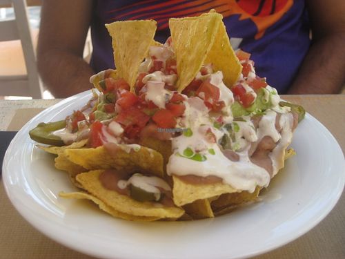 Vegan brunch:  nachos at DosTrece in Barcelona