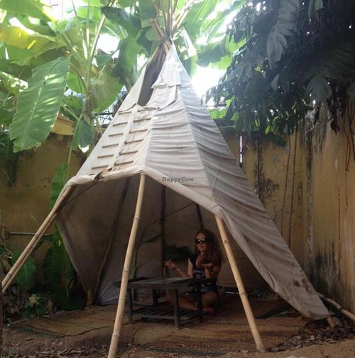 tipi in the garden at Ploughman's Garden in Ho Chi Minh City