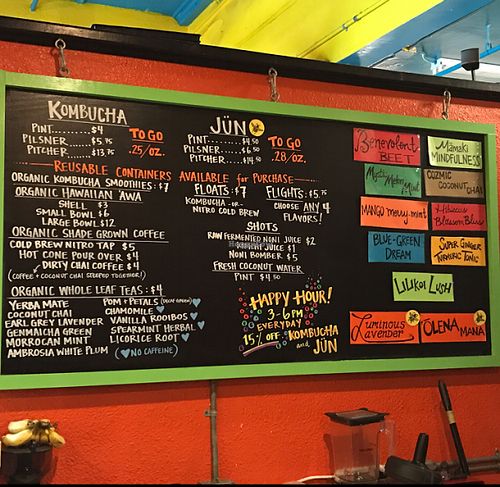 drinks board at The Booch Bar in Hilo