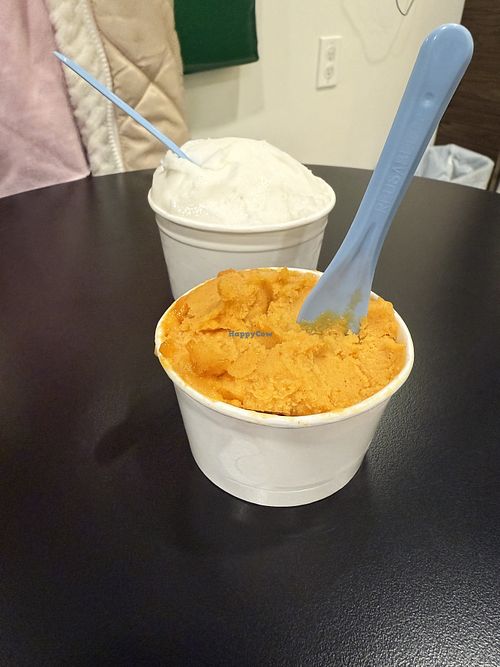Lemon and pumpkin spiced vegan gelatoo  at More Gelato in Toronto