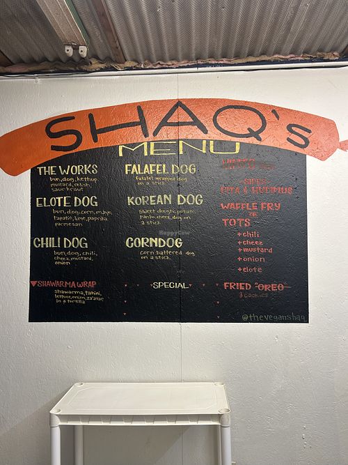 Menu  at The Vegan Shaq in Oklahoma City
