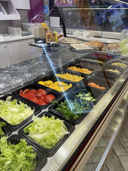 Many different toppings and condiments - all are vegan  at Lagash Tsig Kiofte in Xanthi