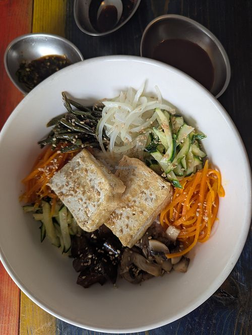 Vegan bibimbap at Yoon’s Kitchen in Hhohho Region
