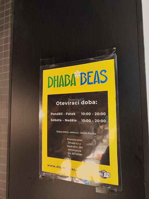 Opening hours. at Dhaba Beas - OC Galerie Butovice in Prague
