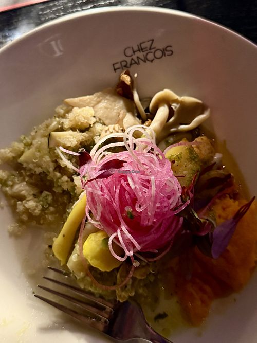 Seasonal grilled and steamed vegetables and starches  at Chez Francois  in Vermilion