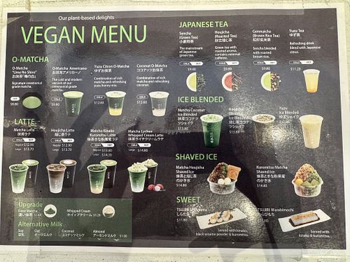 Vegan menu.  at TSUJIRI Lorne Street in Auckland