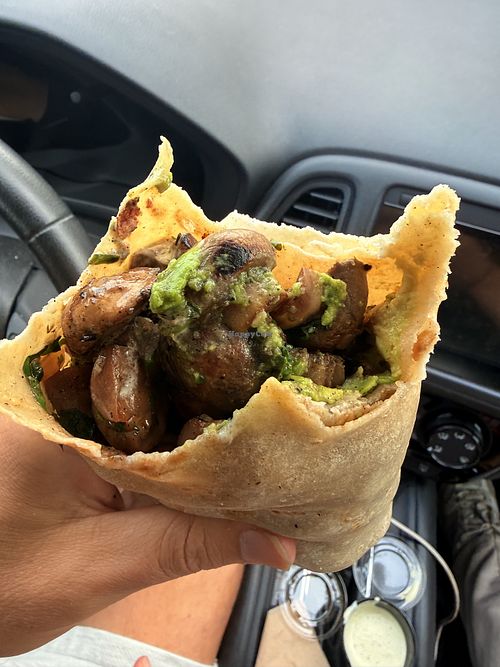Mushroom burrito! - avocado, salsa, mushroom!   at The Taco Stand in Laguna Beach