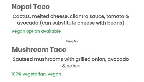 Vegan Options  at The Taco Stand in Mission Viejo