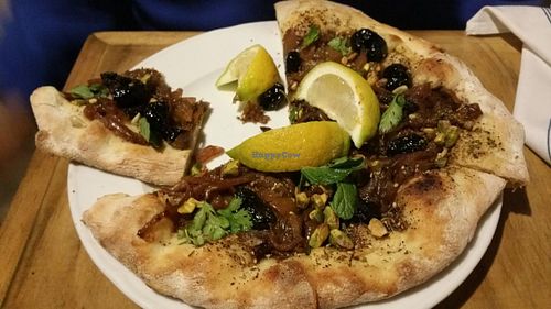 vegan pizza... delicious  at Mesa Verde in Santa Barbara