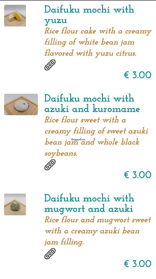 Menu Mochi at Ikiya in Veneto