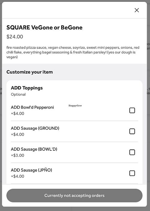 Vegan Pizza  at Riip Beer & Pizzeria in Huntington Beach