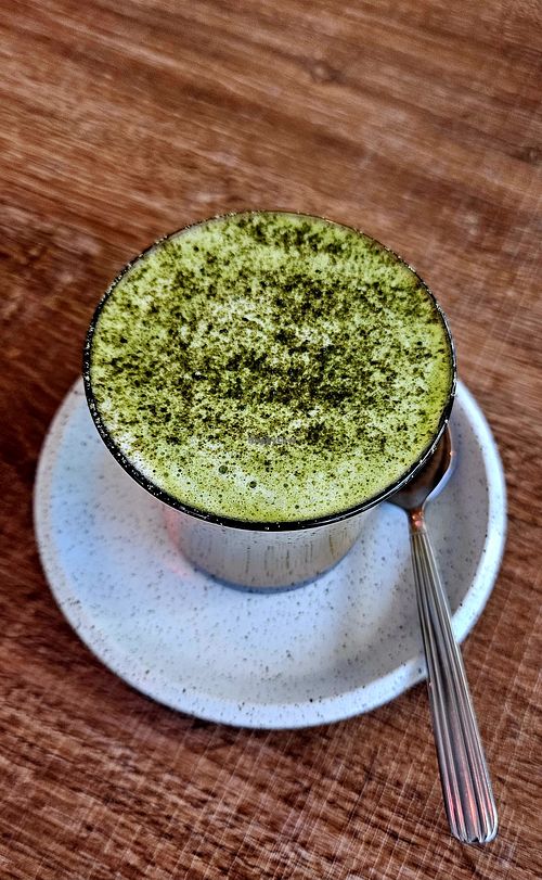 Matcha Latte with Almond Milk at Eastbourne Alley in East Melbourne