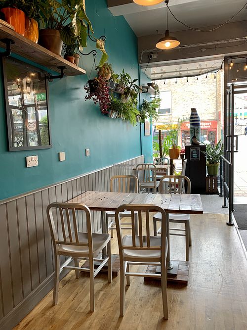 Seating area at Power Plant Cafe in Plymouth
