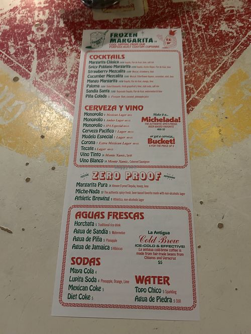 Cocktail menu  at Tacombi in New York