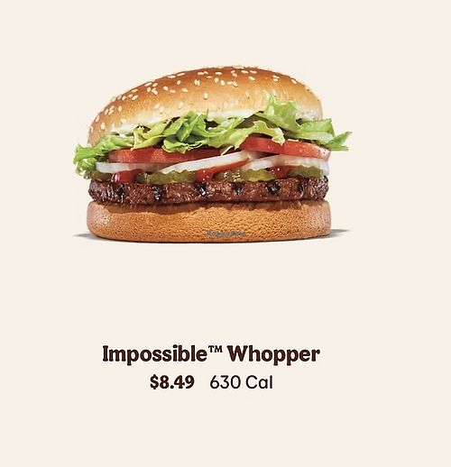 Impossible Whopper (Remove Mayo)  at Burger King in Tustin