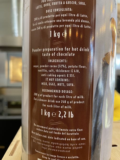 Hot chocolate powder ingredients   at Aregak Bakery and Café in Shirak Province