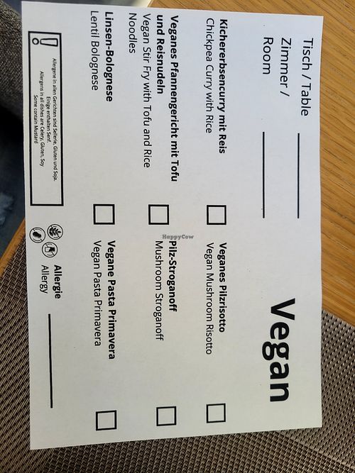 Vegane Karte at Mountains Hotel in Tirol