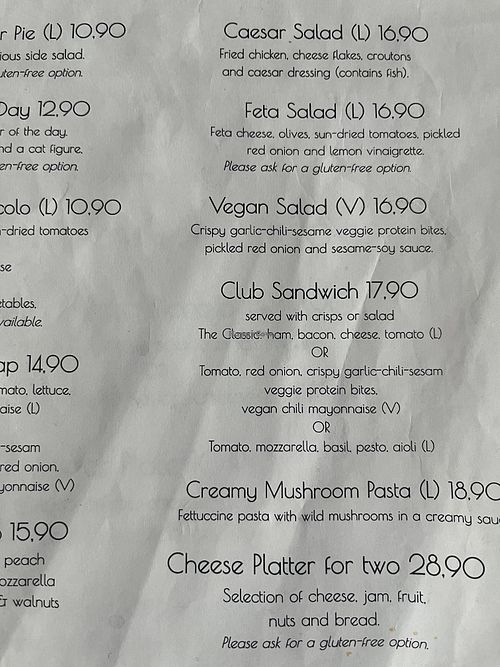 The vegan options (there’s also a vegan cake of the day, coffee and so)  at Helkatti Cat Cafe in Uusimaa