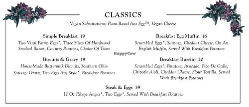 Offers JUST Egg, Vegan Cheese, Vegan Hollandaise, Vegan Sasuage   at Benny and Mary's in Irvine