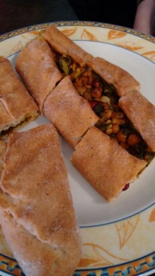 lentil and chickpea filled bread at Kiez Vegan - Kortestrasse in Berlin