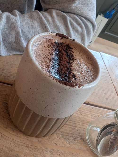 Oat hot chocolate at Roasters - Artisan Cafe in Edinburgh
