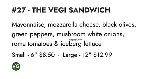 Vegi Sandwich (Remove Cheese/Sub Mayo for Mustard)  at Massimo's Pizza in Huntington Beach