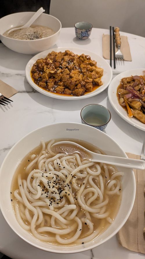 Udon + shared tofu dishes at Peony Café in England