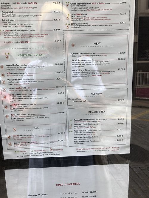 Menu at Malak in Santiago De Compostela