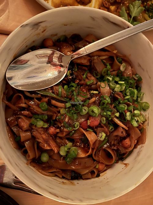 Wild mushroom rice noodle (spicy!)  at Goosefeather in Tarrytown