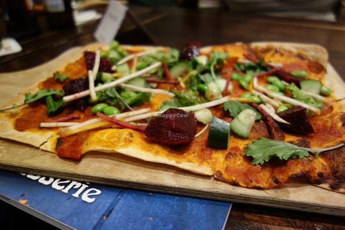 tarte flambée with vegetables (vegan) at BRASSERIE Saarbrücken in Saarland