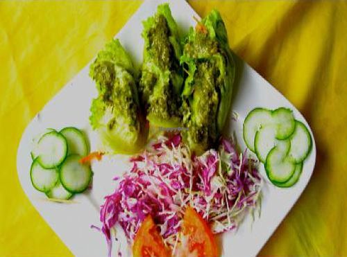 organic vegan raw burritos with salad... yum!! at Veronica's Place in Puerto Viejo De Talamanca