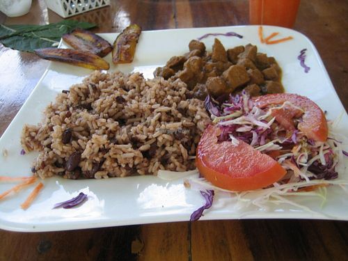 Caribbean 'rice and bean', December 2013 at Veronica's Place in Puerto Viejo De Talamanca