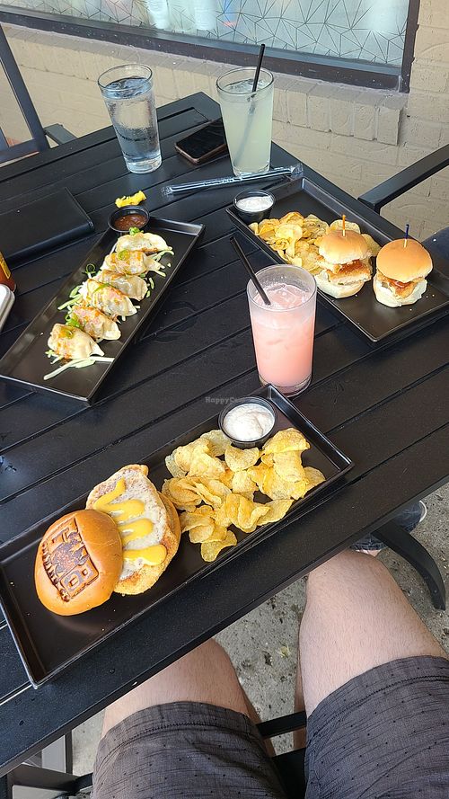 Chic-Fil-A Sandwich, Mushroom, Potstickers, Nashville Sliders at Great White Buffalo Brewing Co. in Northville