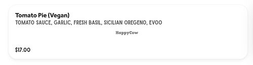 Tomato Pie (Vegan)  at Corner Pizza in Oceanside